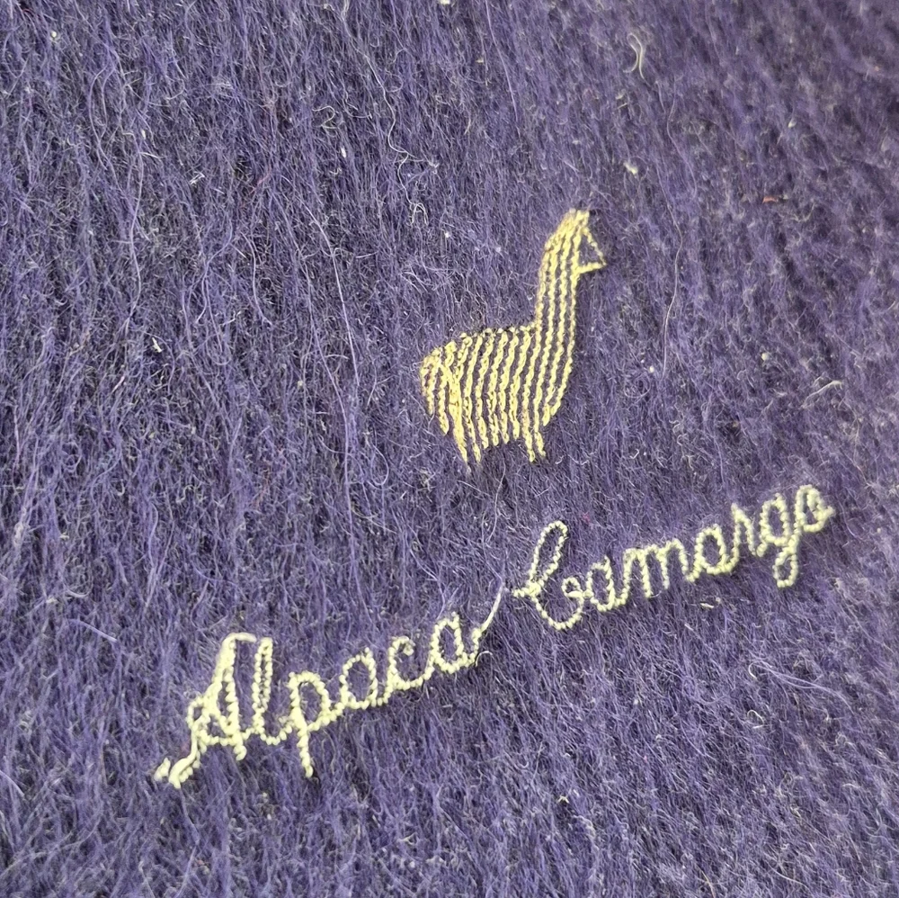 Alpaca Blend Purple Scarf With Fringe - Picture 2 of 4